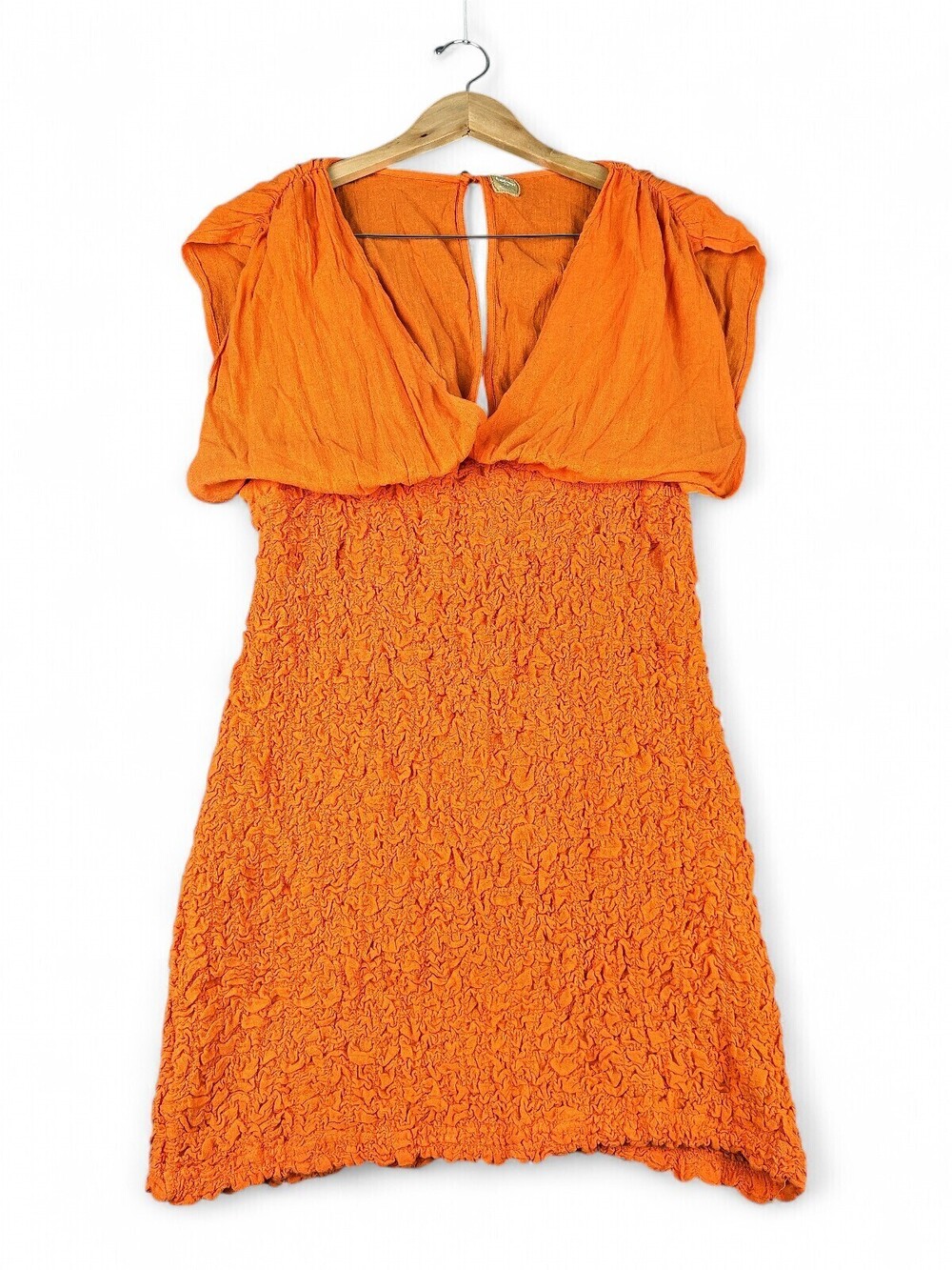 Free-est Orange Smocked Midi Dress Size L
